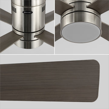 Theo 52" Contemporary Minimalist Iron/Acrylic Mobile-App/Remote-Controlled 6-Speed Integrated LED Ceiling Fan - JONATHAN Y